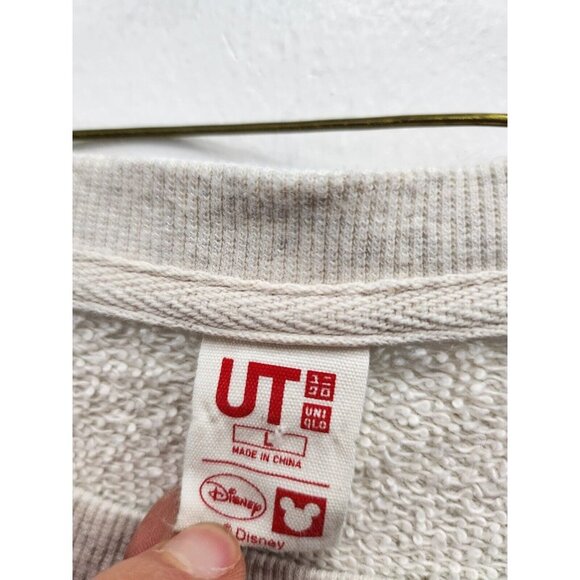 Uniqlo Womens Mickey Mouse Sweatshirt Large Gray Cotton Long Sleeve Pullover - Picture 5 of 9